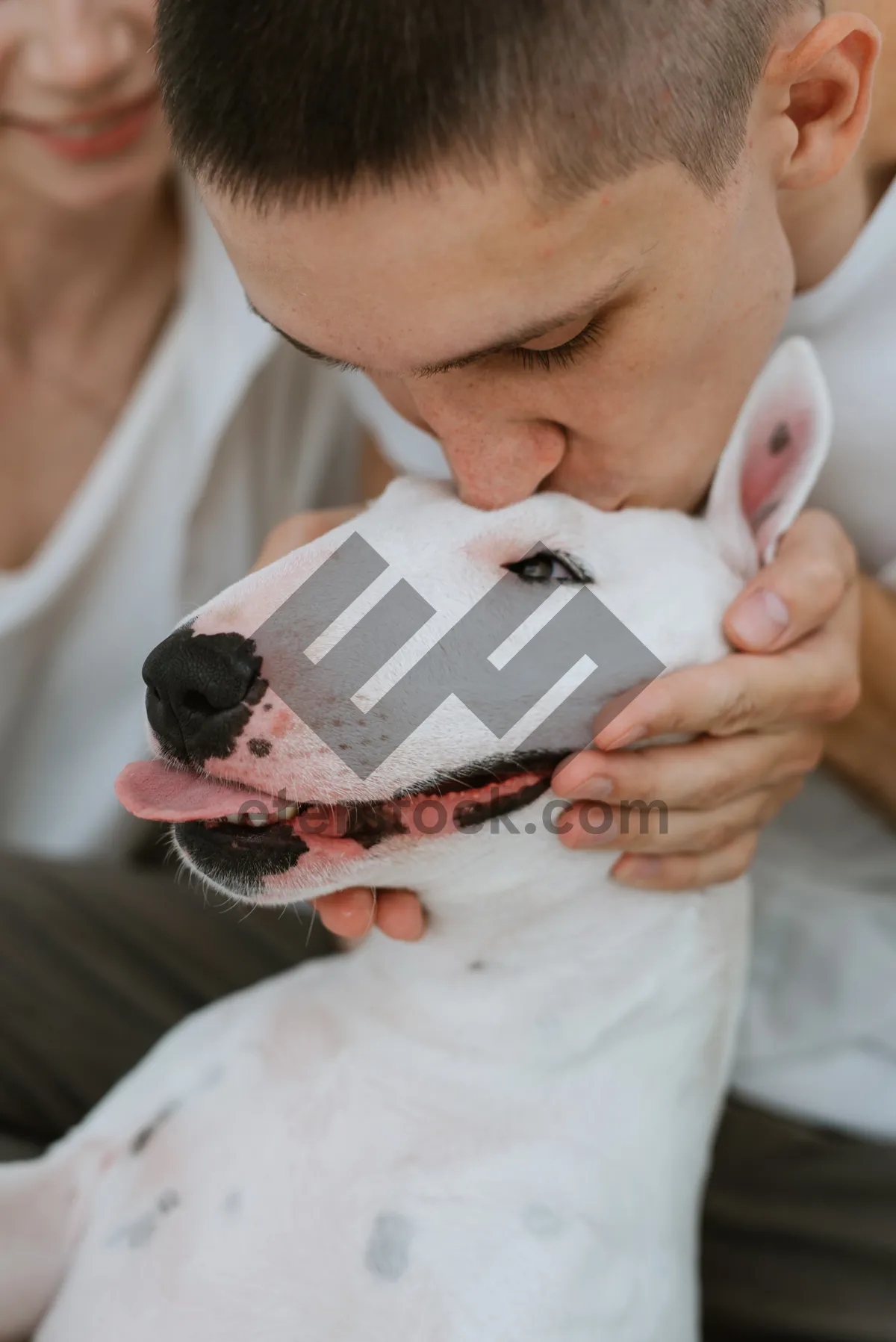 Picture of Adorable baby boy portrait with cute dog