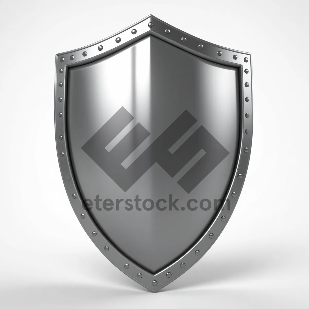 Picture of Shiny metal shield emblem with heart symbol design.
