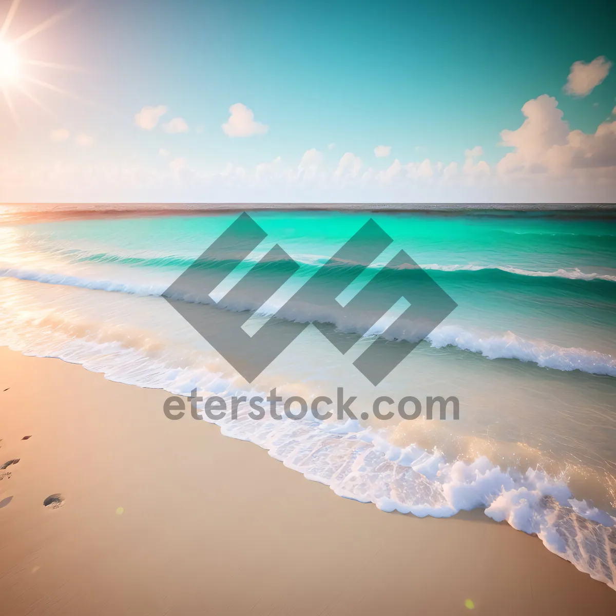 Picture of Turquoise Paradise: Serene Beachscape with Clear Waves