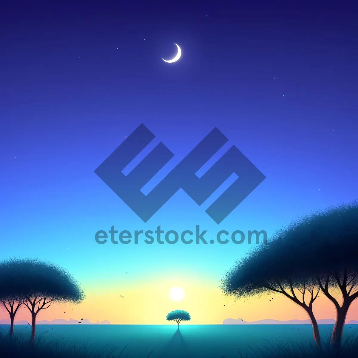 Picture of Enchanting Celestial Sky: Moonlit Starry Night Background