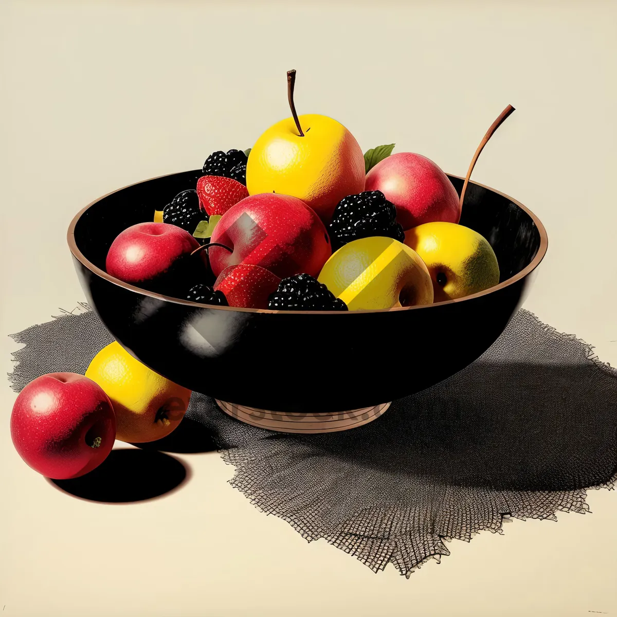 Picture of Delicious Summer Fruit Bowl: Apple, Grape, Cherry, Strawberry