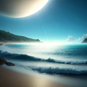 Serene Sunset over Ocean Waves