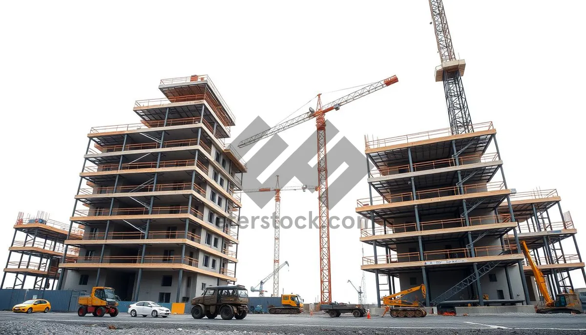 Picture of Industrial Crane Equipment at Urban Construction Site.