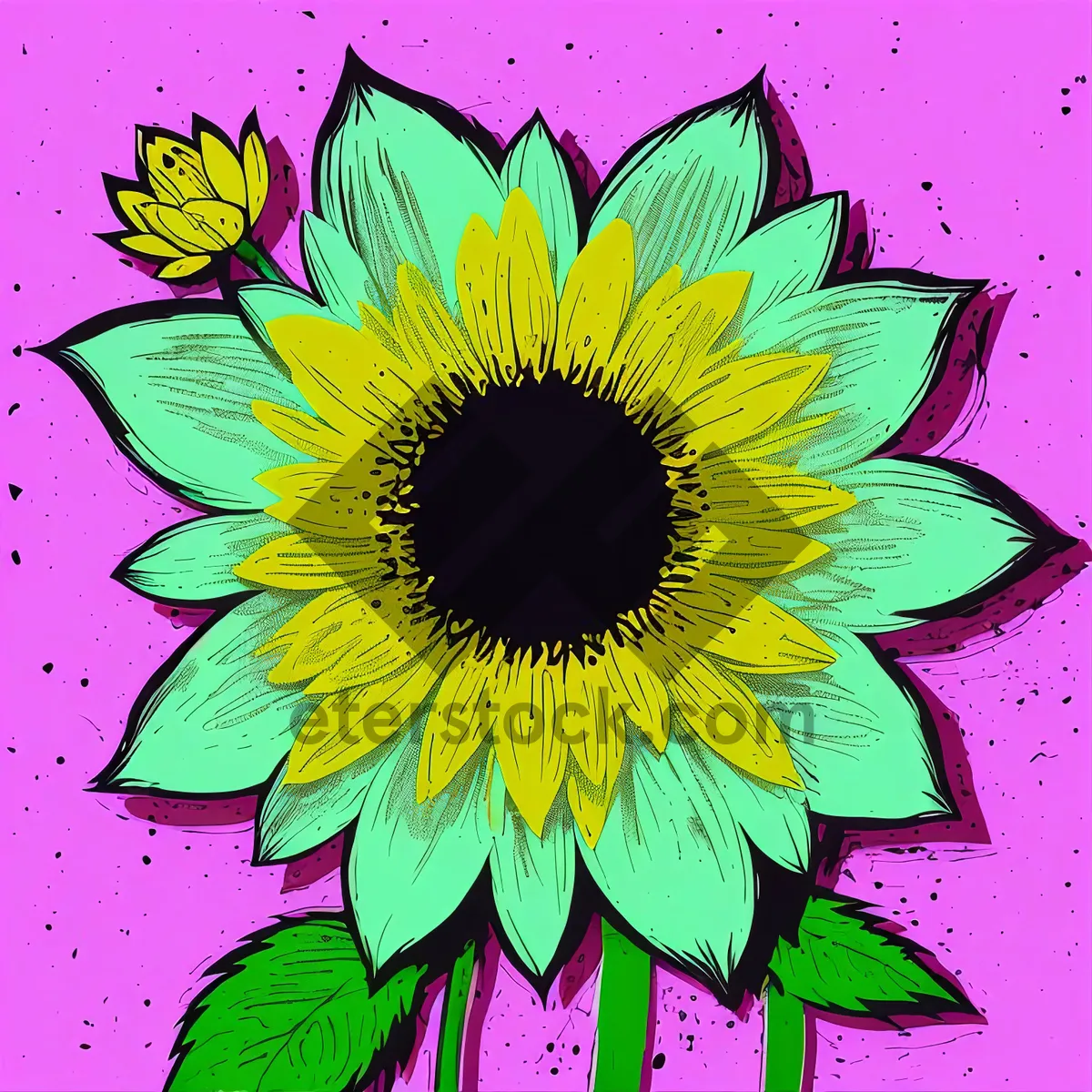 Picture of Bright Sunflower Blossom in Vibrant Field