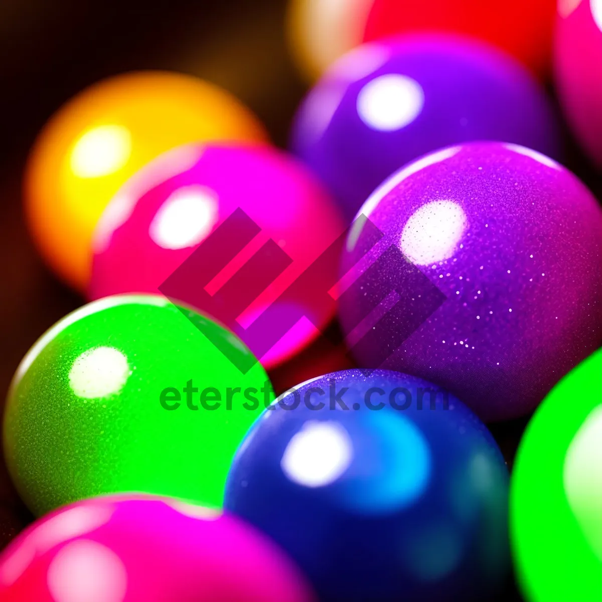 Picture of Colorful Polka Dot Billiard Ball on Shiny Table