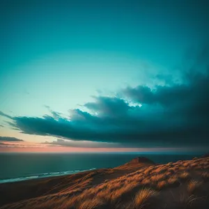 Golden Horizon: Serene Sunset over Ocean