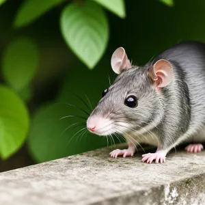 Furry Wood Rat with Fluffy Tail