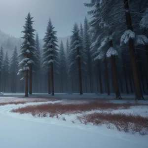 Winter Wonderland: Serene Snowy Forest Landscape