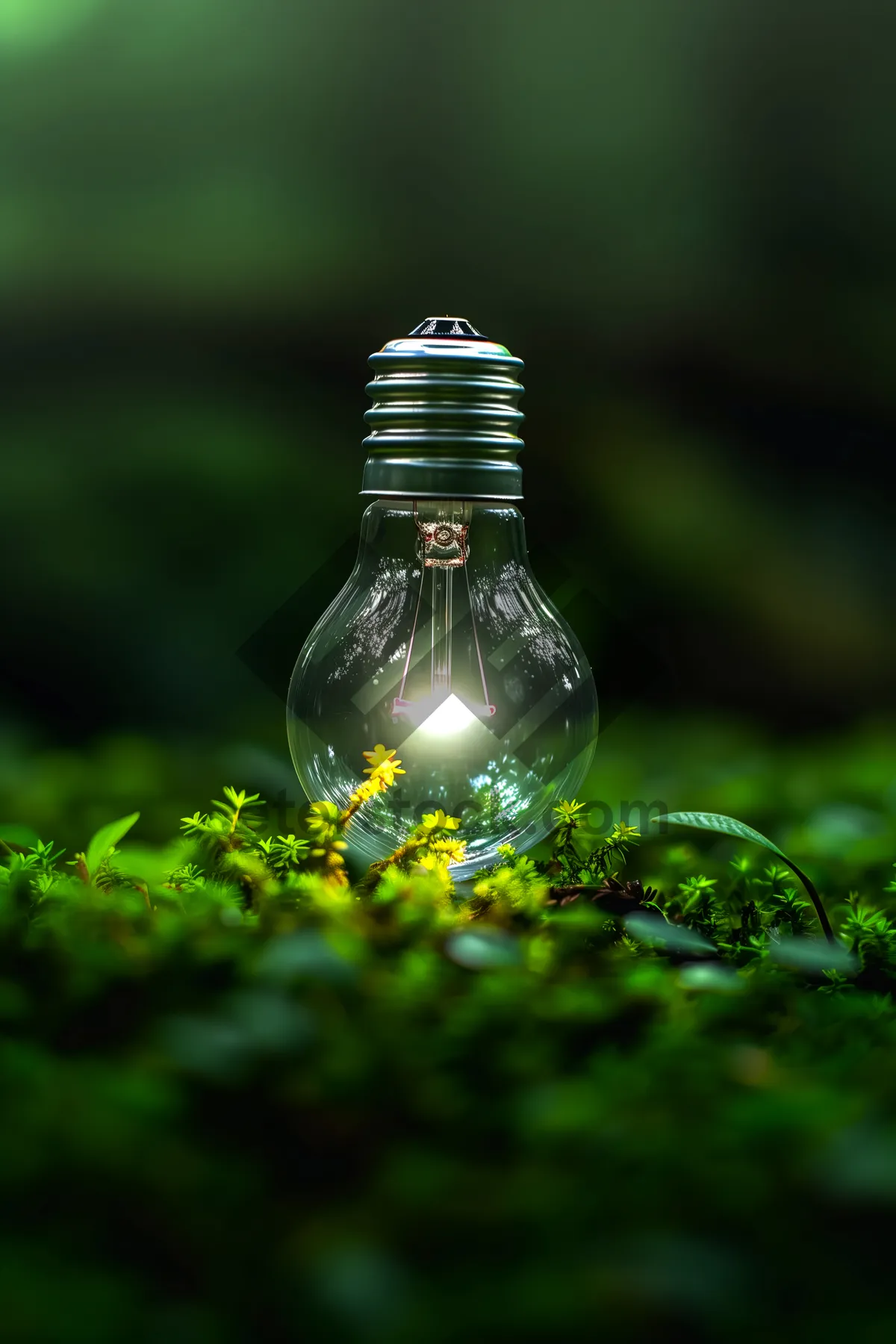 Picture of Glass container with electric lamp and drink