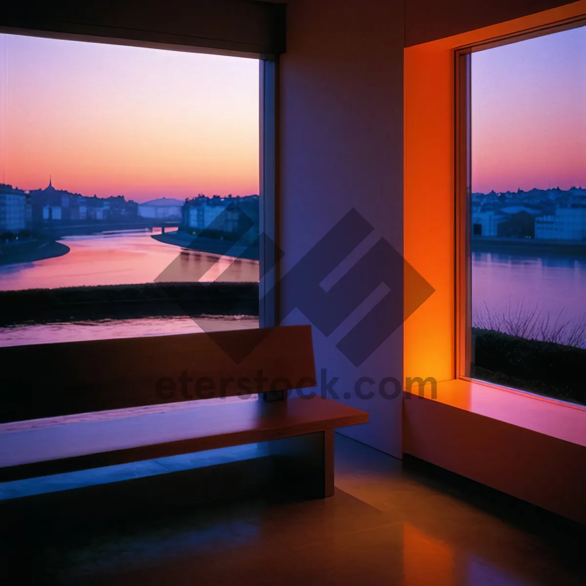 Picture of Modern interior design with silhouette lighting in home theater.