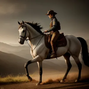 Rider on Stallion in Equestrian Competition