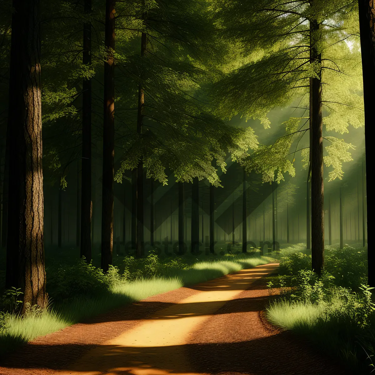 Picture of Serene Sunlit Forest Path