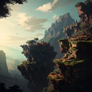 Majestic Valley View: Canyon, Mountain, and Celestial Beauty