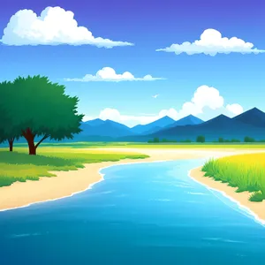 Serene Countryside Horizon with Lush Green Grass and Clear Blue Sky