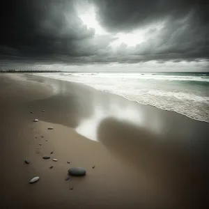Seaside Serenity: Tranquil Sunset Beachscape