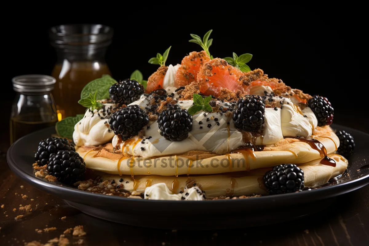 Picture of Delicious meal with fresh vegetables and fruit salad