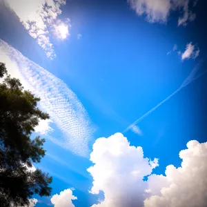 Vibrant Sunny Skies with Fluffy Clouds