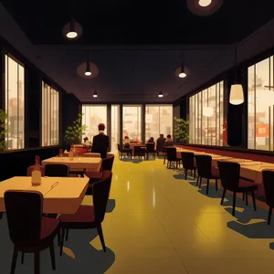 Modern interior design with wooden furniture and lamp