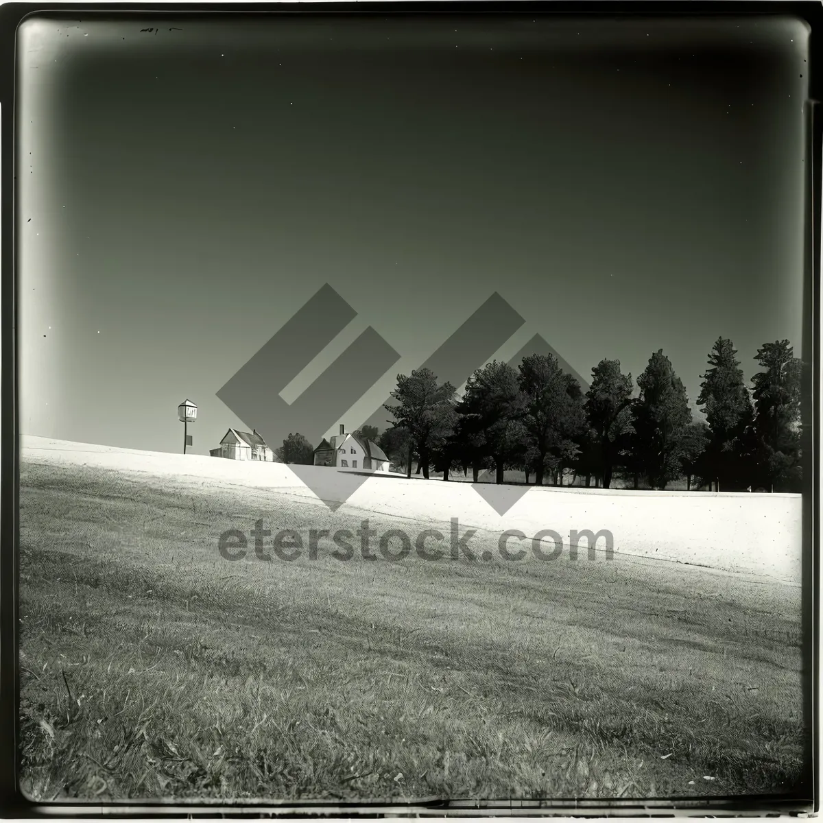 Picture of Winter Landscape with Vintage Border and Damaged Structure