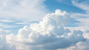 Bright and Sunny Summer Sky Landscape with Fluffy Clouds