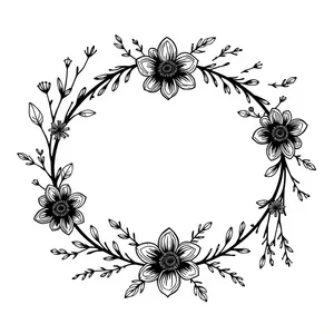 Floral Vintage Ornate Plant Border Design