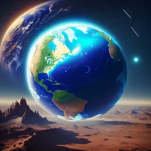 Bright 3D Globe Illustration of Earth from Space