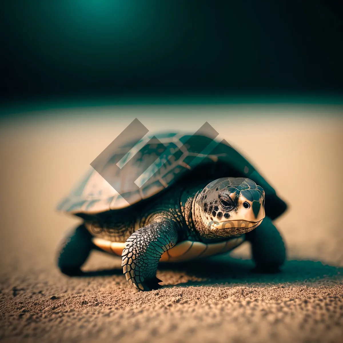 Picture of Cute Sea Turtle with Beautiful Shell