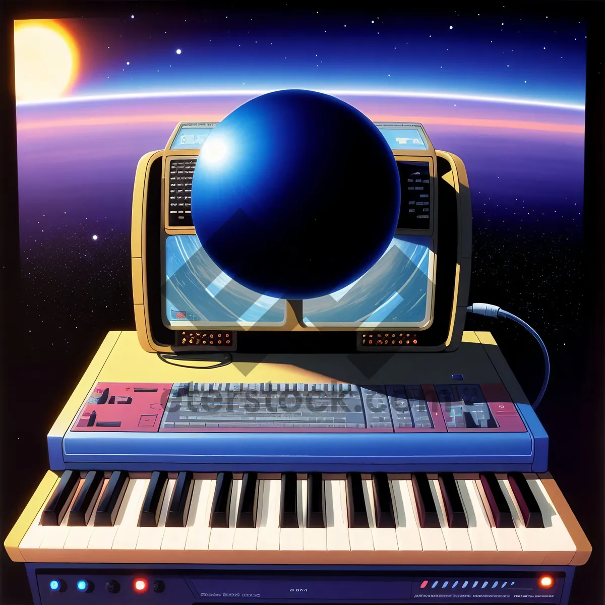 Picture of Digital Synthesizer with 3D Effects and Percussion