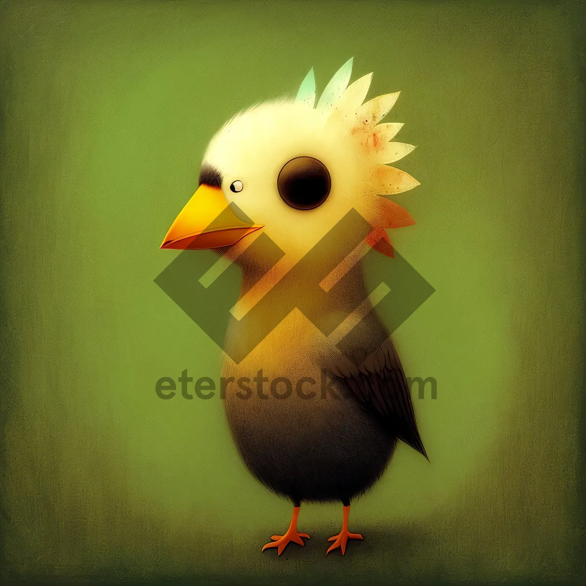 Picture of Fluffy Yellow Chick - Cute Newborn Bird Image