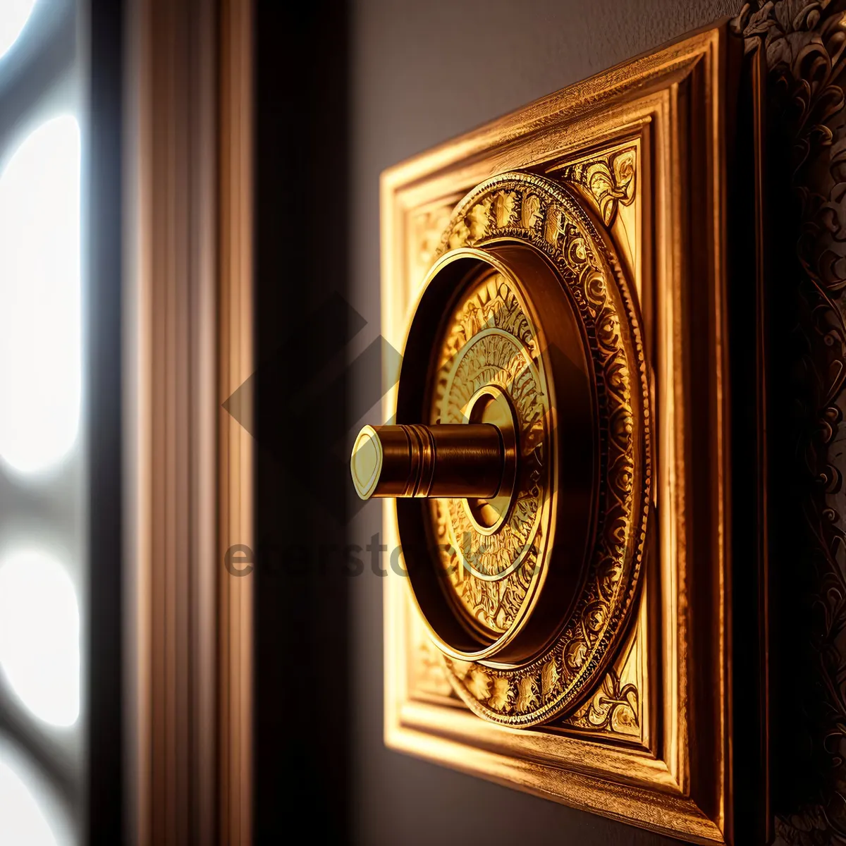 Picture of Vintage Wooden Door with Ornate Gold Frame