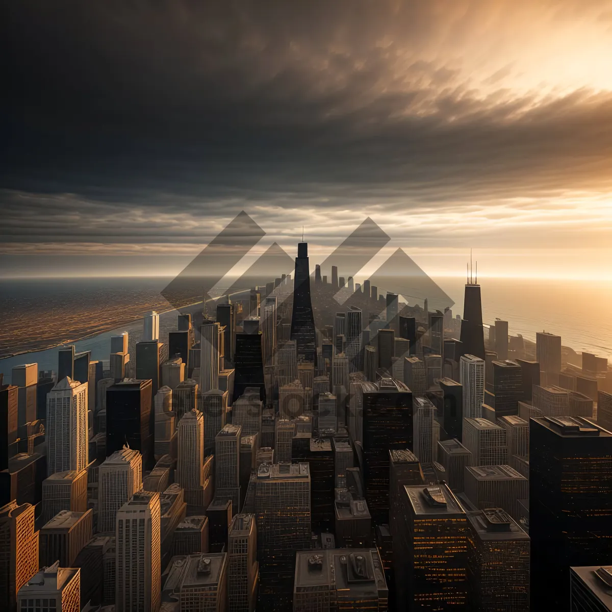 Picture of Urban Haze: Captivating Cityscape at Sunset