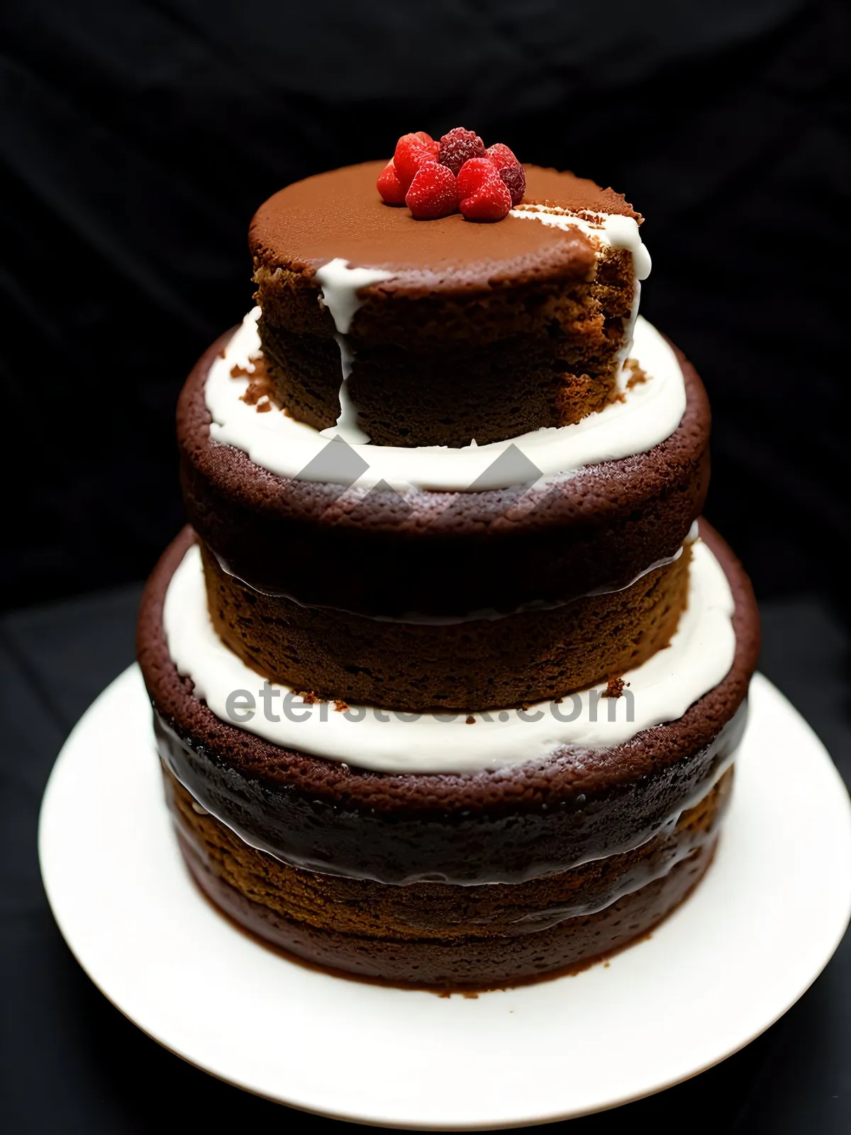 Picture of Delicious Berry Chocolate Cake with Fresh Mint Syrup