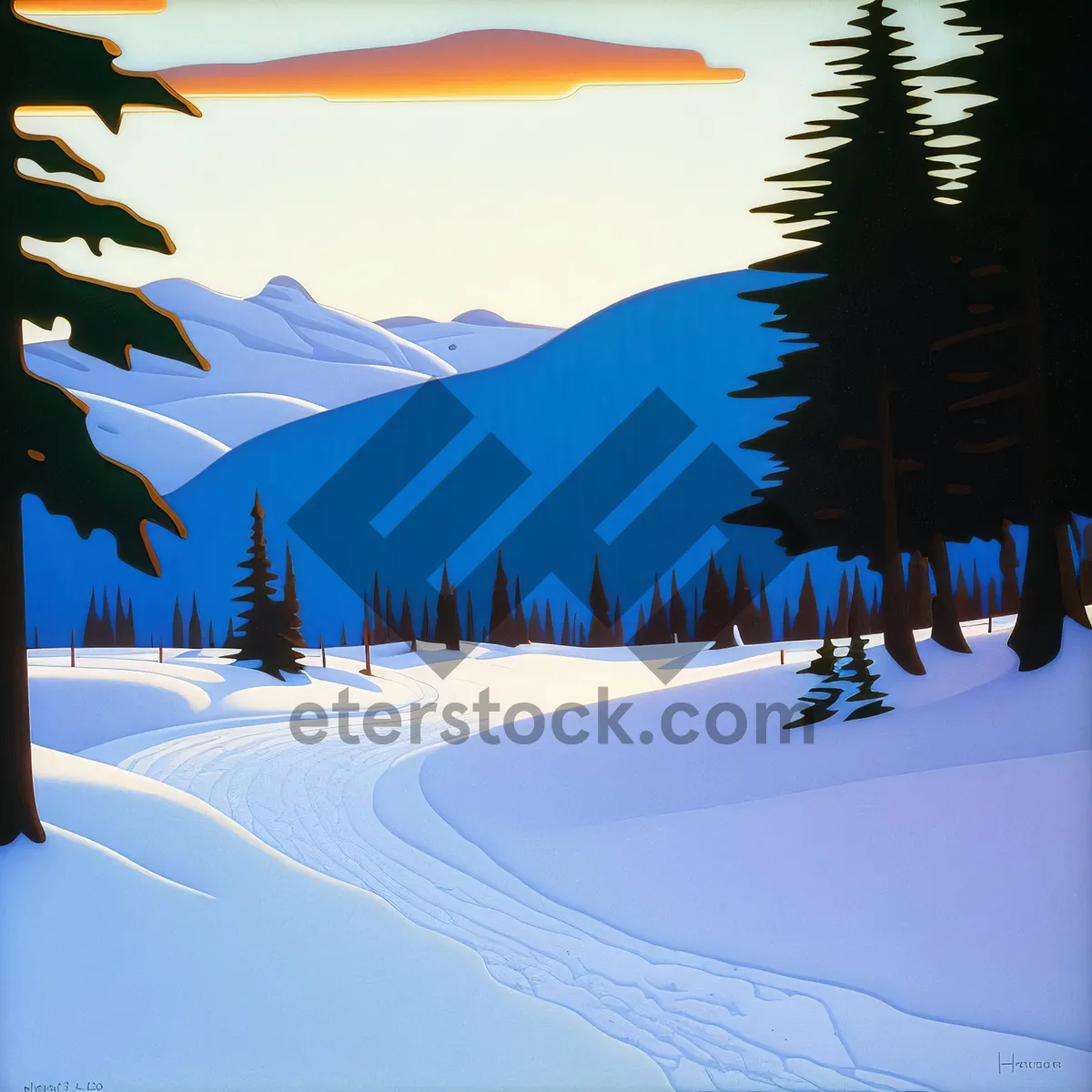 Picture of Winter Wonderland: Majestic Mountains Embraced by Snow