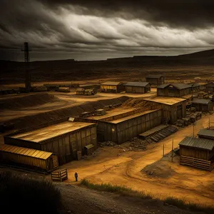 Urban Skyline Journey: Freight Car Speeding through City