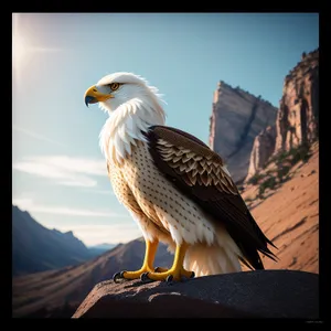 Wild Predator: Majestic Bald Eagle with Piercing Yellow Eye