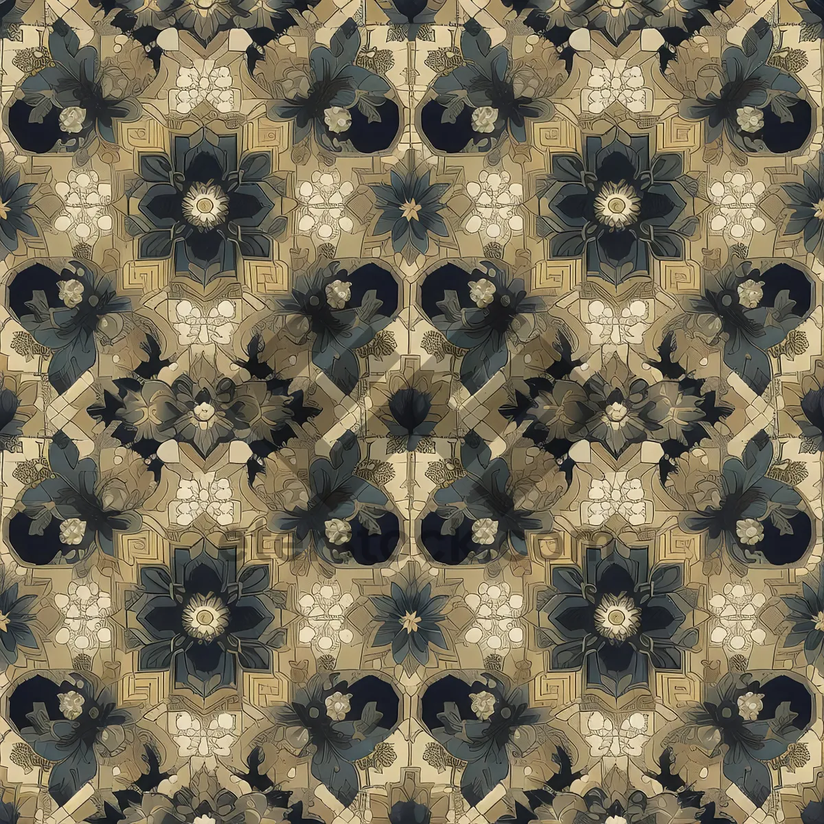 Picture of Floral pattern with chandelier fixture and honeycomb texture