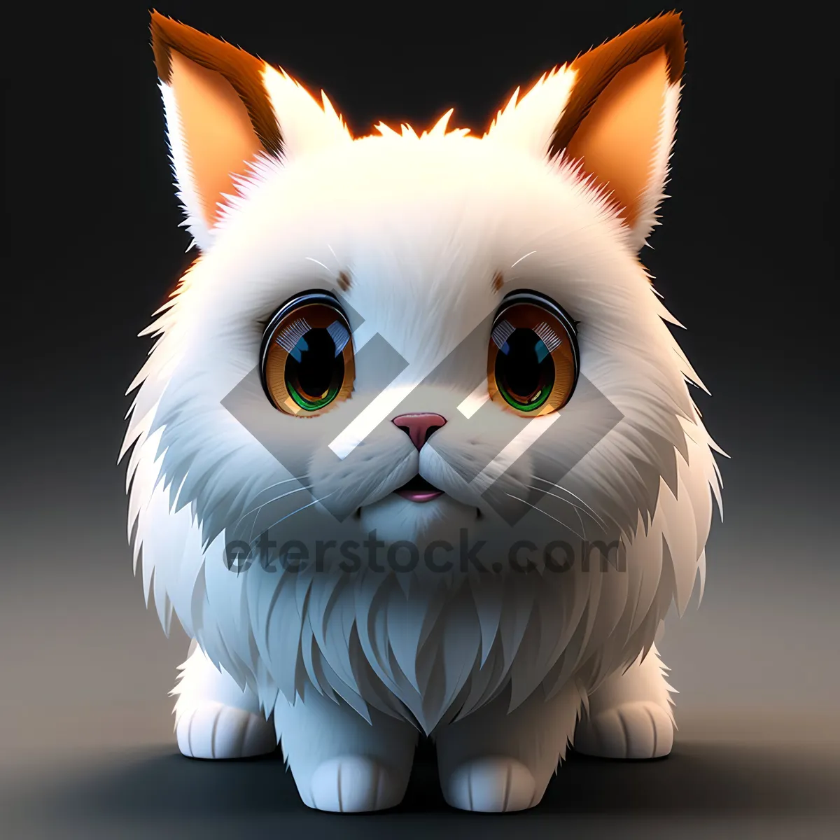 Picture of Adorable white fluffy cat with mesmerizing eyes