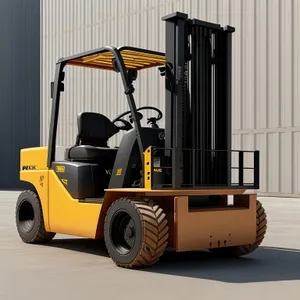 Industrial Forklift Truck Loading Cargo in Warehouse