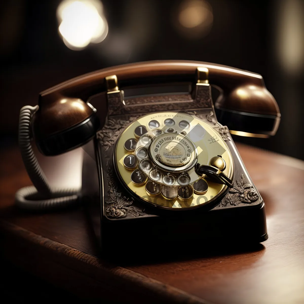 Picture of Vintage Black Rotary Dial Telephone For Business Office Communication