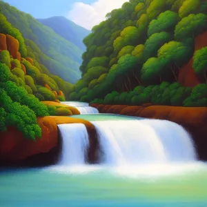 Majestic Mountain River in Serene Forest
