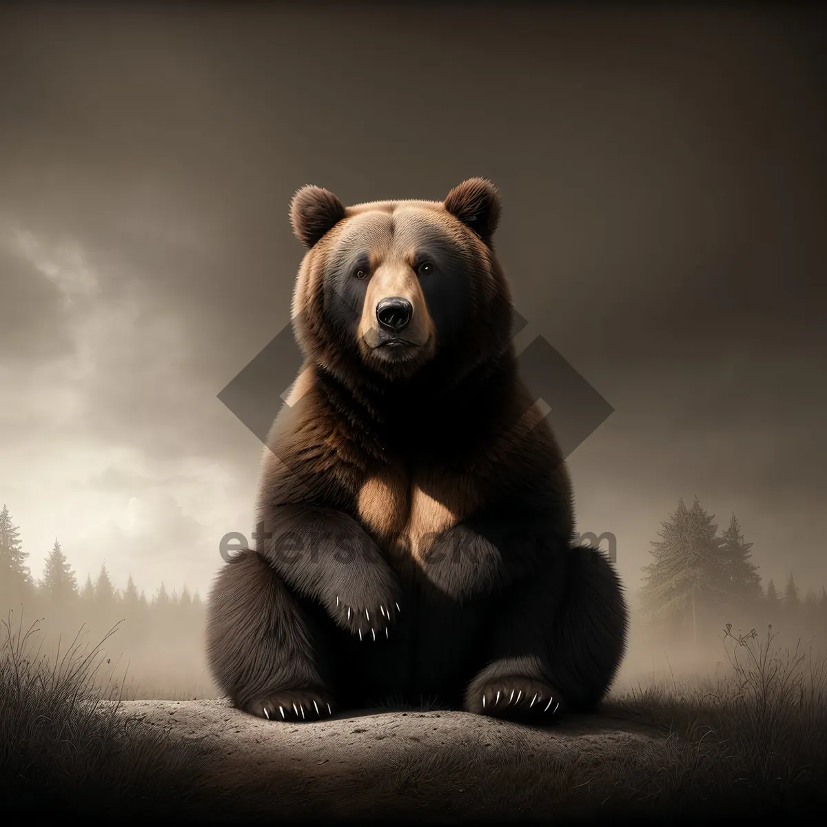 Picture of Cute Brown Bear in a Wild Setting