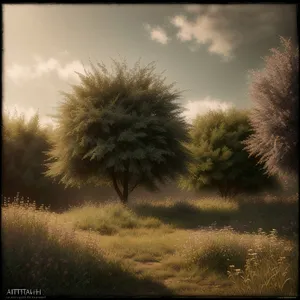 Golden Horizon: Tranquil Sunset Over Rural Landscape
