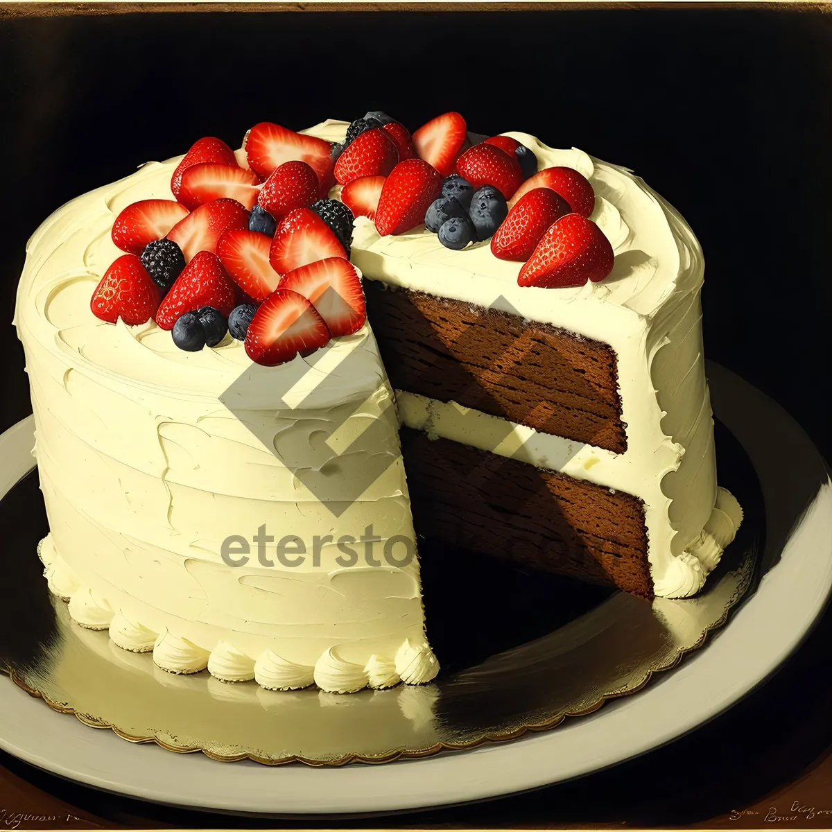 Picture of Delicious Berry Chocolate Cake Dessert