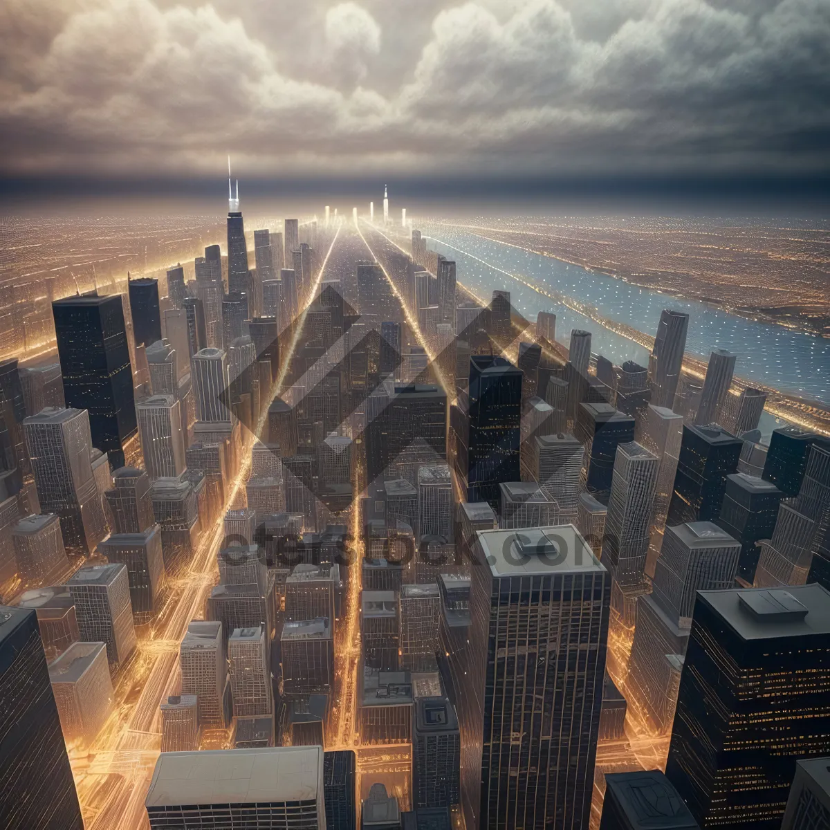 Picture of Modern Skyline Cityscape at Sunset