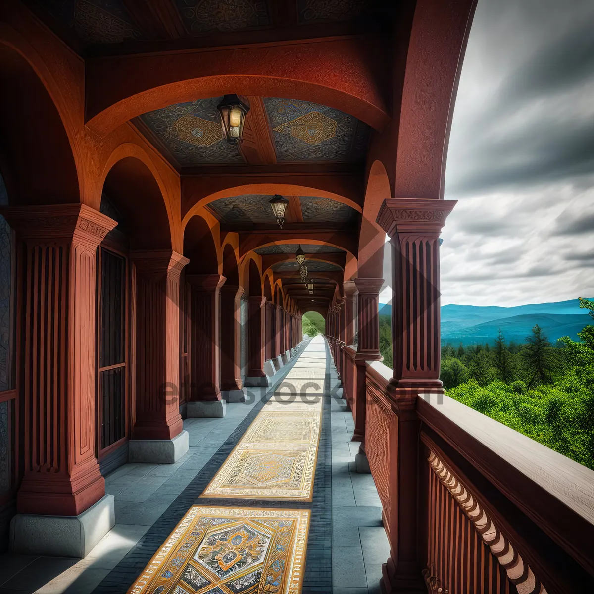 Picture of Urban Bridge with Ornate Balustrade and City Views