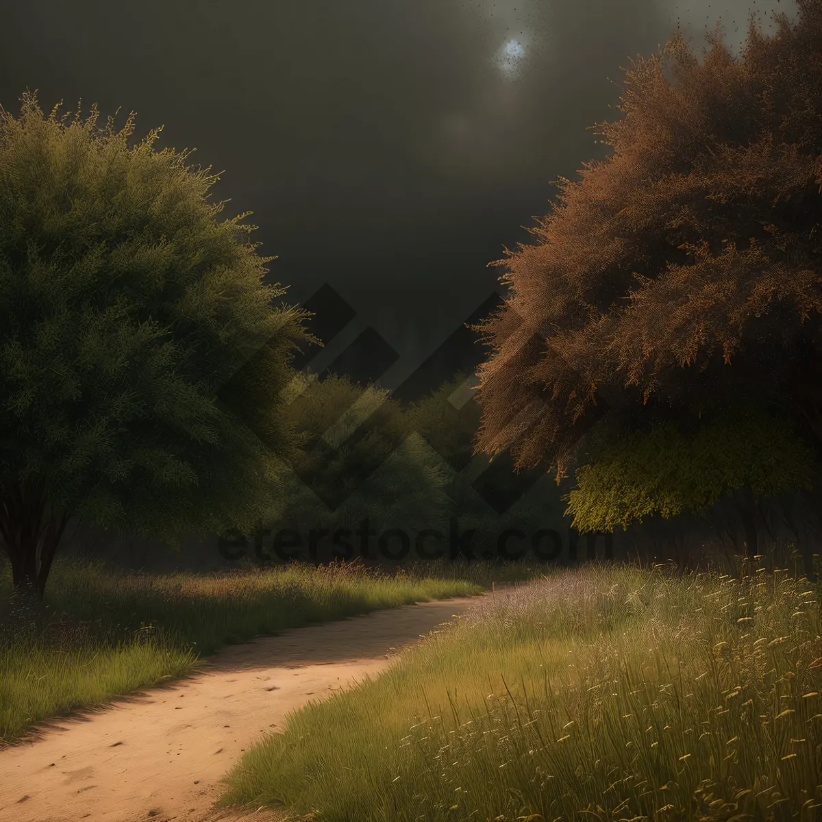 Picture of Golden Horizon over Rural Meadow"
(Note: The text provided serves as a describing name for the image, as requested.)