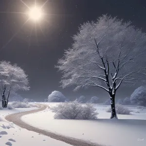 Winter Wonderland: Frosty Forest Scene with Frozen Trees