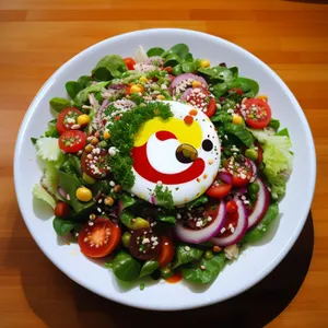 Delicious Gourmet Salad with Fresh Vegetables and Cheese