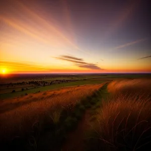 Vibrant Sunset over Coastal Horizon