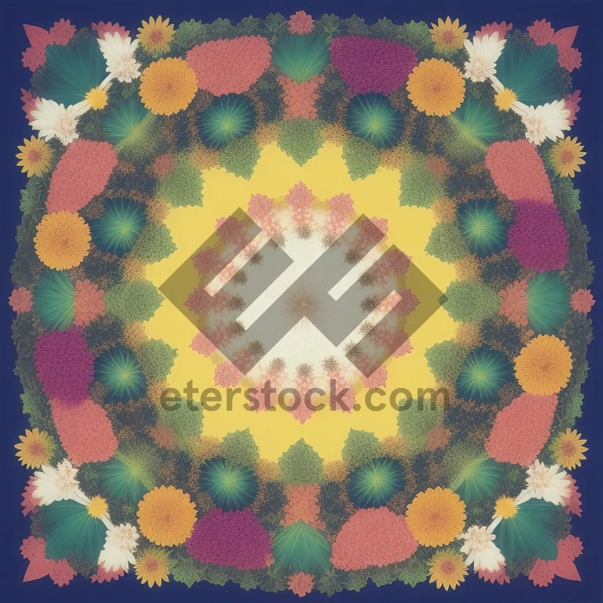 Picture of Colorful floral arabesque pattern design for pillow decoration.